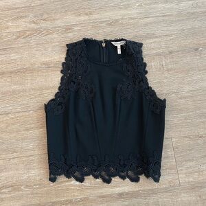 Rebecca Taylor Piqué Lace-Inset Top